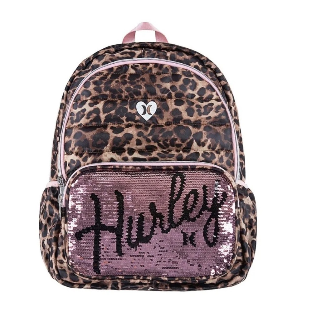 NWT Hurley leopard sequined backpack